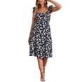 thumbnail image 2 of INSPIRE CHIC Women's Cherry Print Floral Dress Lace-up Square Neck Ruffle Sleeveless Midi Dresses M Blue, 2 of 6