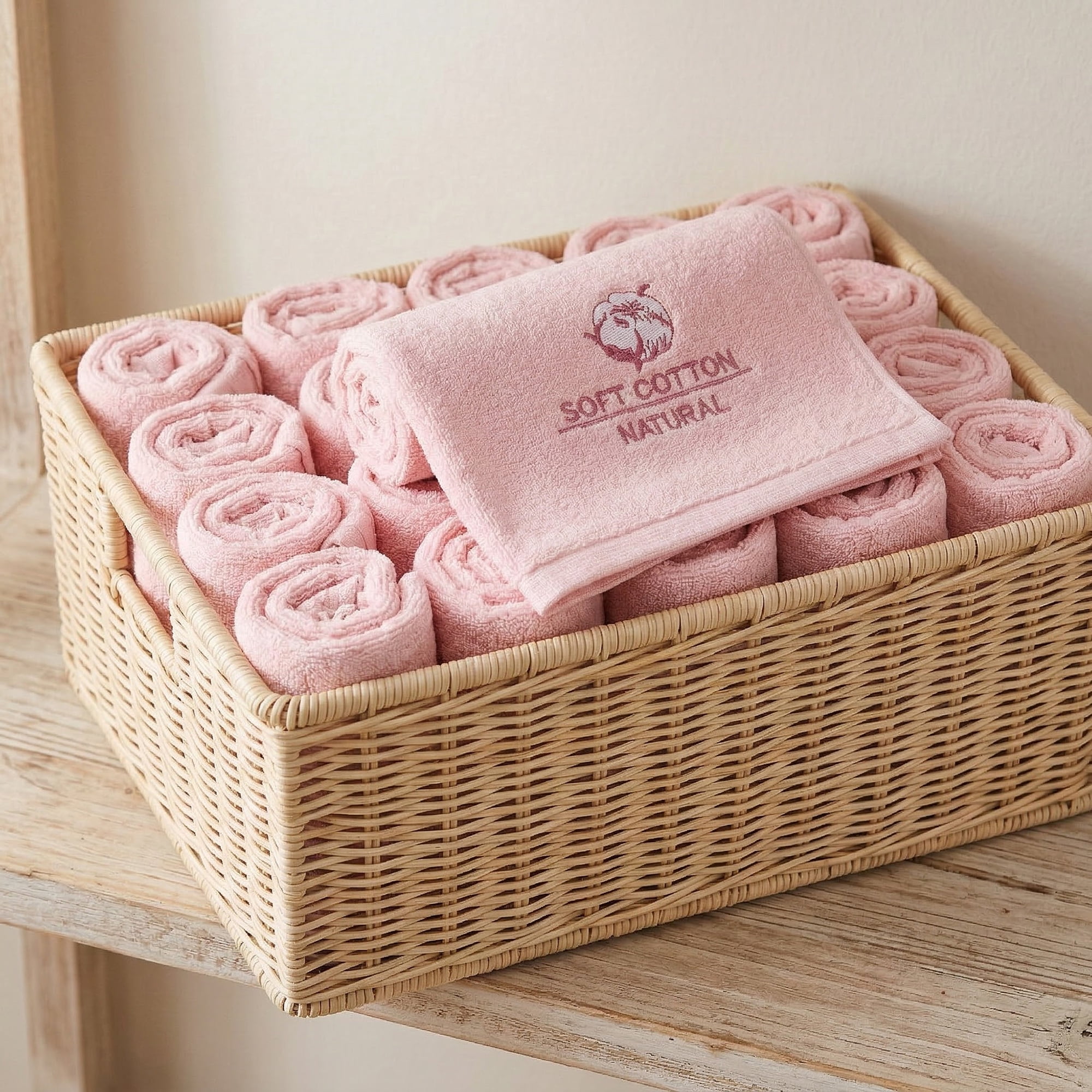 Unique Bargains Ultra Soft Cotton Absorbent Hand Towel with Embroidery Pink 29" x 13"