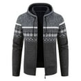 thumbnail image 2 of Maoxin Men's Jacket Men's Winter Ethnic Style Printed Zippered Sweater Long Sleeved Hooded Casual Jacket Jackets for Men , Dark Gray , 2XL, 2 of 4
