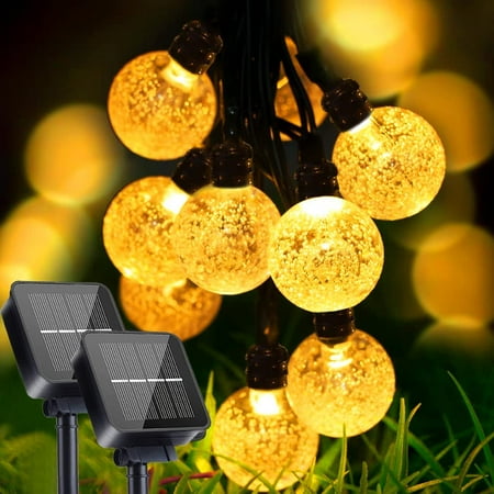 

Solar String Lights Outdoor for Wedding Solar Powered 36ft Hanging Outdoor Garden Waterproof 60 Glass Bubble Globes 8 Color Changing Modes for Christmas Porch Patio Bistro Decor(Warm White)