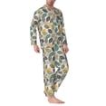 thumbnail image 2 of Honeii Vintage Leaves Pattern Mens Pajamas Set,2pcs Men's Lounge Long Sleeve Sleep Shirt and Pajama Bottoms Sleepwear Set,Mens Pjs Sets-Medium, 2 of 7