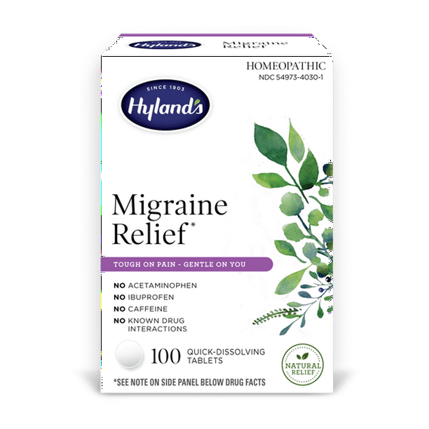 Hyland's Naturals Migraine Relief, Natural Pain Relief, 100 Tablets