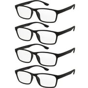 Reading Glasses Mens Womens 4 Pack Square Unisex Black Frame Readers New Lentes