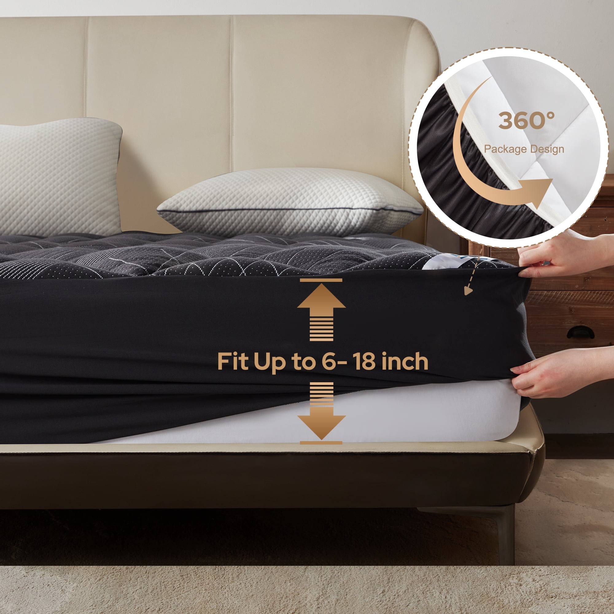BEDLORE Queen Size Mattress Topper, Soft Pillow Top Mattress Pad for Back Pain Relief, Fluffy Breathable Mattress Cover with 6-18 Inches Deep Pocket