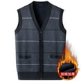 thumbnail image 2 of Bixock Casual Tops for Men,Fleece Vests for Mens,Tops for Men Color Block Knit Plaid V Neck Vest Casual Sleeveless Pullover Sweater Daily Wear Tops, 2 of 4
