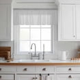 thumbnail image 3 of Grey Valance Curtains for Kitchen/Living Room/Bathroom/Bedroom Window, Rod Pocket Small Topper Half Short Window Curtains Voile Sheer Scarf, Vintage Leather Patterned Texture Solid Modern 54"x18", 3 of 8