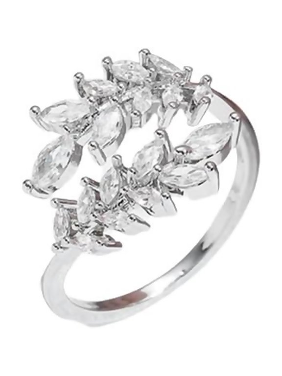 Adjustable Dainty Gold Plated CZ Leaf Open Ring Cubic Zirconia Olive Branch Leaves Band Minimalist Stacking Finger Rings Statement Ring Jewelry for Women