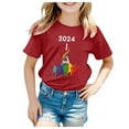 thumbnail image 1 of Toimothcn T-Shirts pour Bébés Filles Manches Courtes Col Rond Décontracté Sport Imprimé Basique Doux Coupe Ample 10-11 Ans, 1 of 4