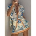 thumbnail image 4 of Women Summer 2 Piece Short Skirt Sets Short Sleeve Button and Skirt Travel Vacation Outfits S, 4 of 9