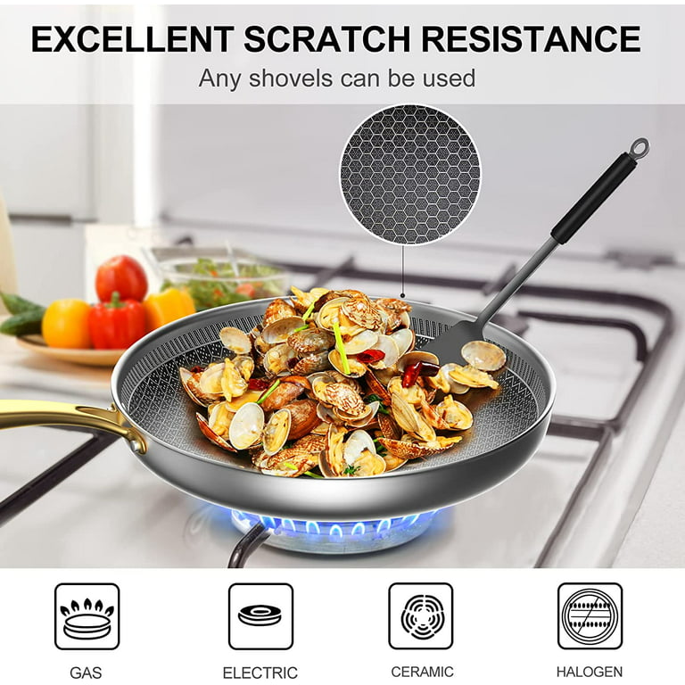  imarku Frying Pan - 8 Inch Non Stick Frying Pan, Long Lasting  Cast Iron Skillet Nonstick Pan, Honeycomb Nonstick Frying Pan with Stay  Cool Stainless Steel Handle, Easy to Clean: Home