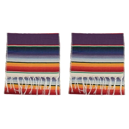 

2X Mexican Serape Table Runner Fringe Cotton Tablecloth Fiesta Party Dinner Decor