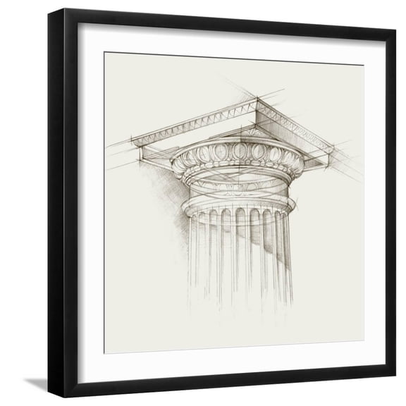 Art.com Column Schematic I Art Print by Ethan Harper, Black Frame Wall Art, 21" x 21"