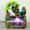 thumbnail image 3 of Indoor Water Fountain With Led & Mist Resin Rockery Waterfall Home Decor Art Decor, 3 of 7