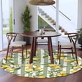 thumbnail image 3 of Round Rugs 5Ft, Spring Lemon Round Area Rug Washable Indoor Throw Carpet, Botanical Plants Sage Green Stripes Soft Non Slip Circle Rug for Cabinet Bathroom Home Decor Aesthetic, 3 of 8