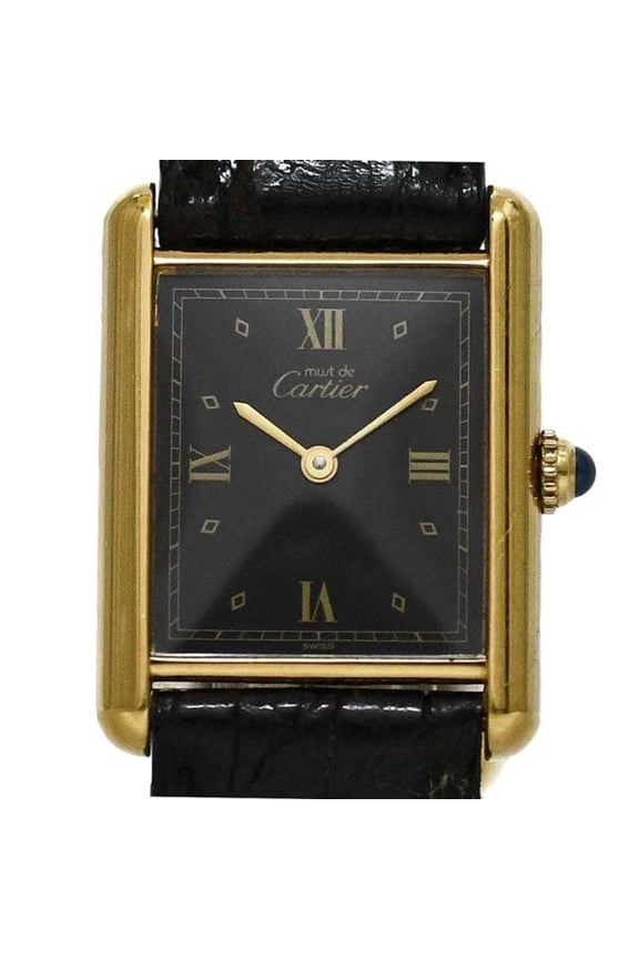 Pre-Owned Cartier Must Tank LM Vermeil Watch f-24337 Black Gold W1001254 Stainless... (Good)
