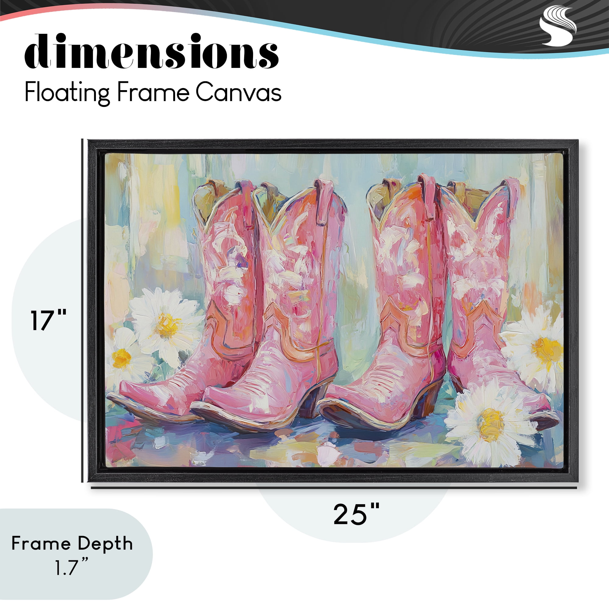 Stupell Industries Pink Cowgirl Boots Pairs Black Framed Floater Canvas Wall Art, design by Tina LeCour