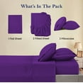 thumbnail image 4 of 700 Thread Count 5 Piece Split California King Sheets Sets Set ( 2- Twin XL Fitted Sheets 1-Flat sheet and 2-Pillow covers ) with 27" deep pocket for Adjustable Bed Color Purple Solid, 4 of 5