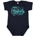 thumbnail image 3 of Inktastic Merry Christmas Hand Lettering with Snowflakes in Teal Boys or Girls Baby Bodysuit, 3 of 5