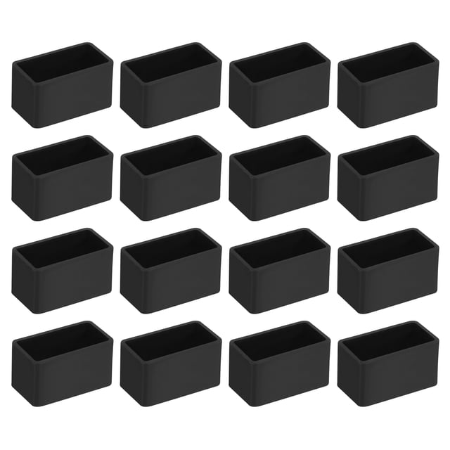 Uxcell 26Pack Tapas de patas de silla cuadradas, 40mm x 20mm OD, cubiertas de pies de muebles en color negro