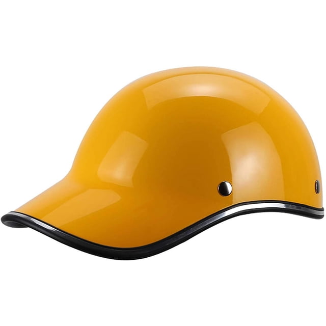 Medio casco de motocicleta, casco de bicicleta, gorra de béisbol para ciclismo, medio casco, hebilla de liberación rápida para adultos, hombres y mujeres (amarillo)