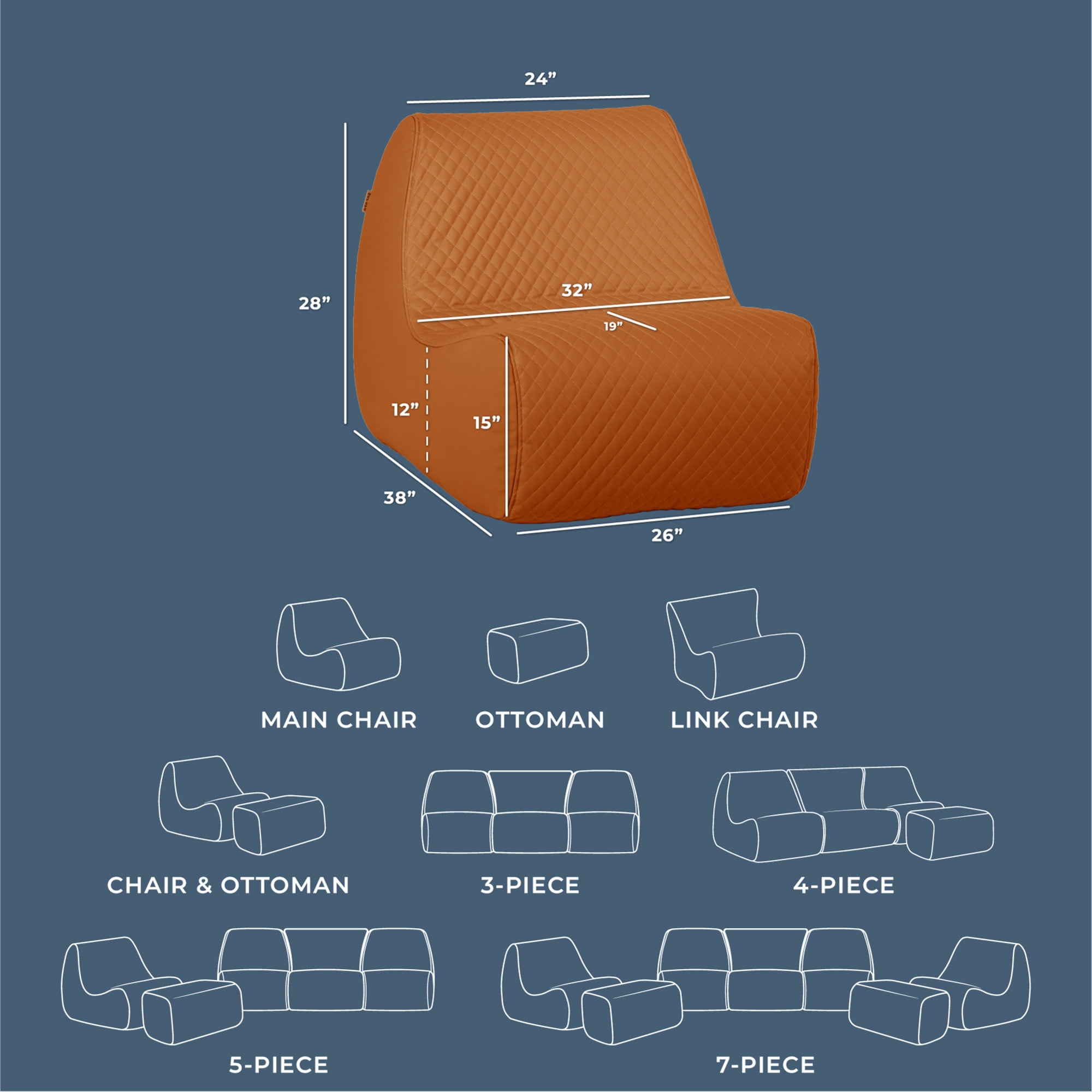 Big Joe Solvana Lounge Chair, Outdoor Weather-Resistant Cool Touch Silicone Stitched Leather, Primary Chair, Honey Sand