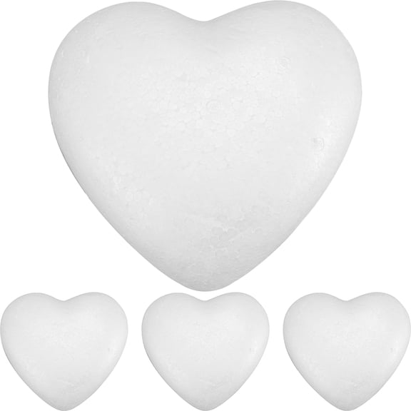 PENIKOKO 4PCS Heart Shaped Decoration White Foam Craft Decoration for Wedding Valentine Day Festival