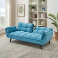 thumbnail image 2 of Leumius 74" Modern Loveseat Sofa for Living Room,Velvet Futon sofa bed with Adjustable Back & with 2 Throw Pillow for Bedroom,Small Spaces,Navy Blue, 2 of 8