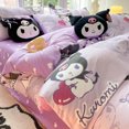 thumbnail image 1 of Miniso Sanrio Hello Kitty Kuromi Cinnamoroll algodón puro de tres piezas sábana de cama de dibujos animados funda de edredón funda de almohada ropa de cama para dormitorio, 1 of 5