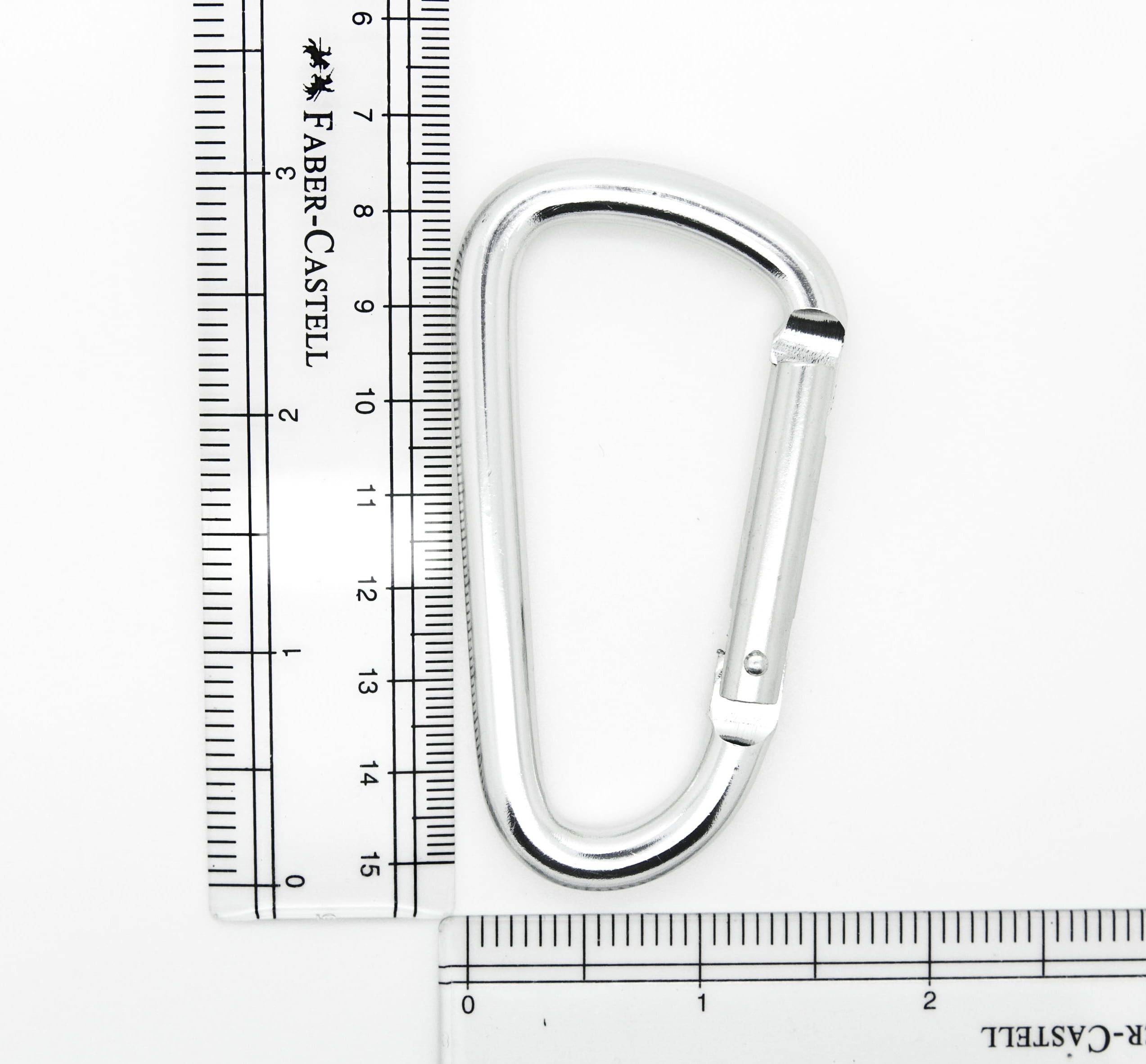 Pack 50 pcs - 3 inch Silver Aluminum Carabiner D Shape Buckle Pack, Keychain Clip, Spring Snap Key Chain Clip Hook Buckle