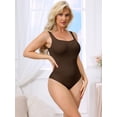 thumbnail image 4 of DARING DIVA Women's Ribbed Square Neck Thong Sleeveless Bodyshaper XX-Large Brown, 4 of 6