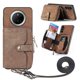 thumbnail image 1 of For Huawei Mate 70 PU Leather Phone Back Cover with Zipper Card Holder and Long Strap - Green, 1 of 5