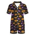 thumbnail image 5 of FDGIU Halloween Pajamas Women Halloween Print Casual Turndown Collar Short Sleeve Blouse Button Short Pants Pajamas Suit Soft Sleepshirts, 5 of 6