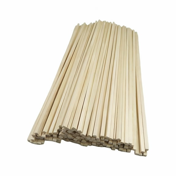 LAMIRO 50Pcs Wooden Square Dowel Rod Unfinished Wood Sticks Woodcrafts Small Arts Long Dowel Strips for Crafts Hobby Model Material Diorama Scenery 100mmx3mmx3mm