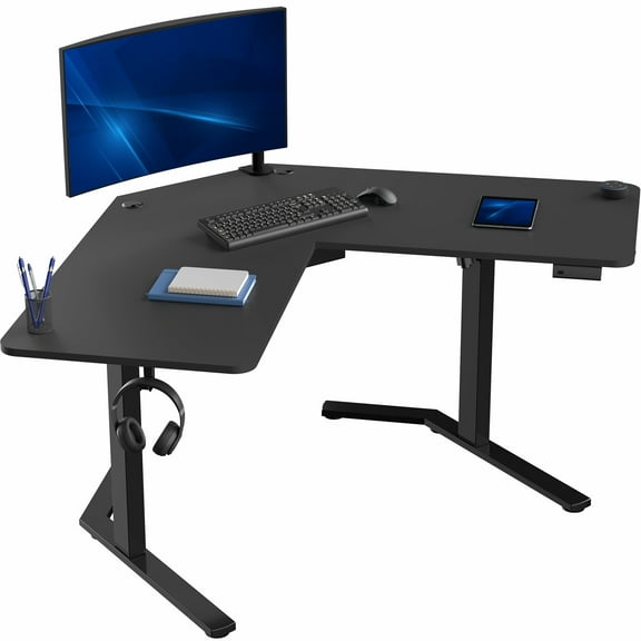 VIVO Black Electric 55" x 55" Corner Standing Desk, L-Shaped Workstation