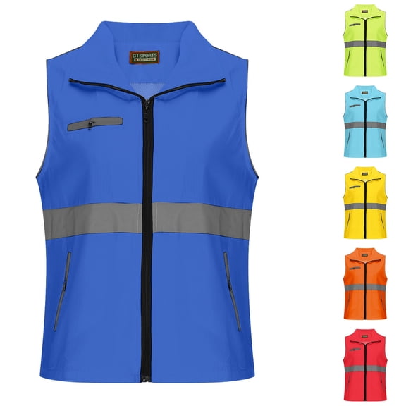 DIOAZUD Women Hi-Vis Reflective Safety Vest Plus Size Reflective Striped Night Fishing Vest Breathable Lightweight Vests