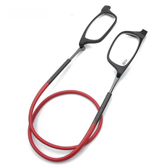 Gafas de lectura con soporte magnético para colgar en el cuello Gafas de lectura con imán unisex portátiles con cubierta telescópica de pierna larga y marco para la cabeza