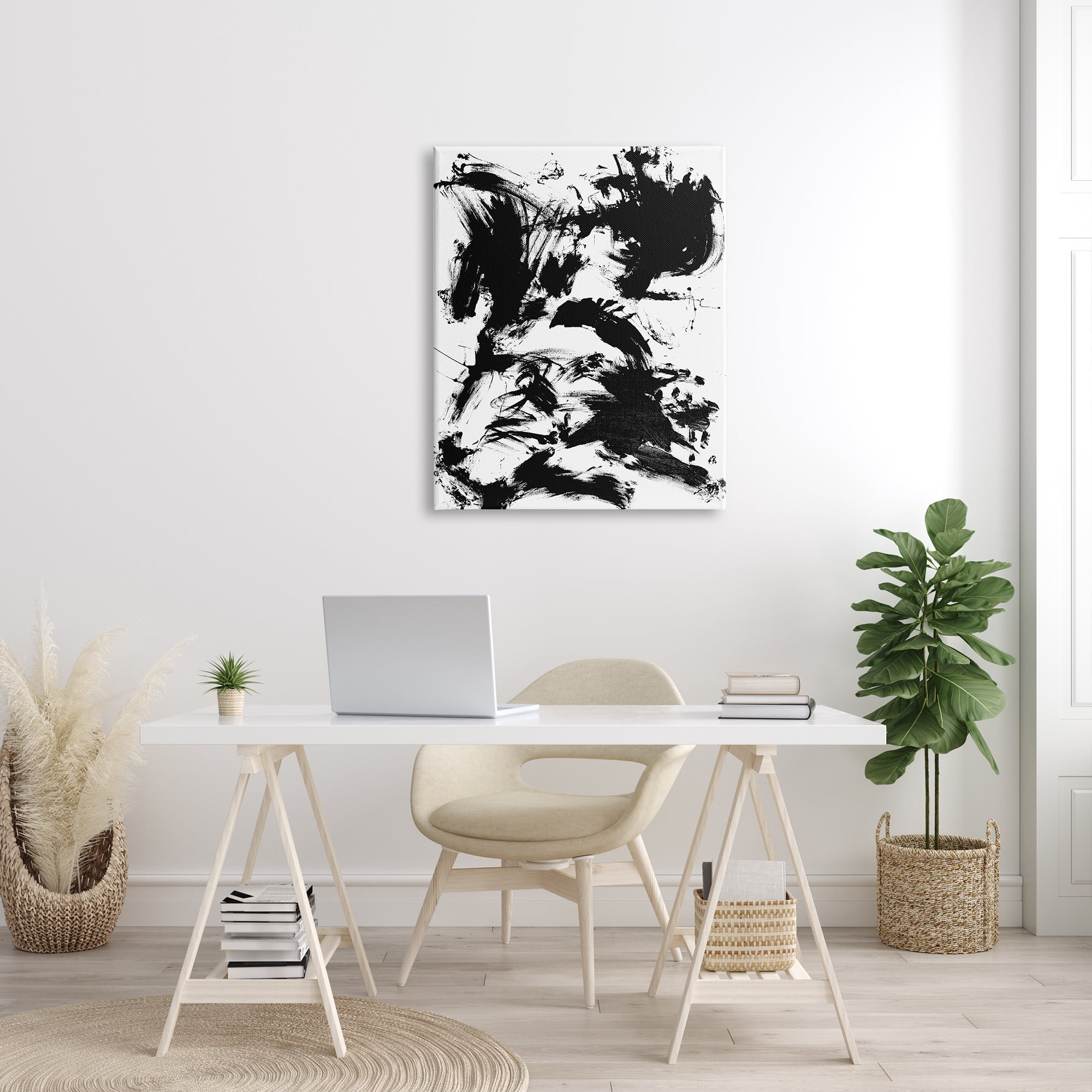 Stupell Indtries Chaotic Black Splattered Paint Abstraction By Movement,30 x 40,Design by Allan Friedlander