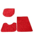 thumbnail image 1 of 3pc Bathroom Set Rug Mat Toilet Lid Cover Plain Solid Color Bathmats, 1 of 5