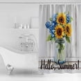 thumbnail image 4 of 60x72 Inch Shower Curtains for Bathroom Summer Fabric Bath Curtain Decor Blue Flower Bottle Yellow Floral Wooden Grain Waterproof Restroom Curtains Shower Set Accessories with 12 Hooks 60 Inch, 4 of 6
