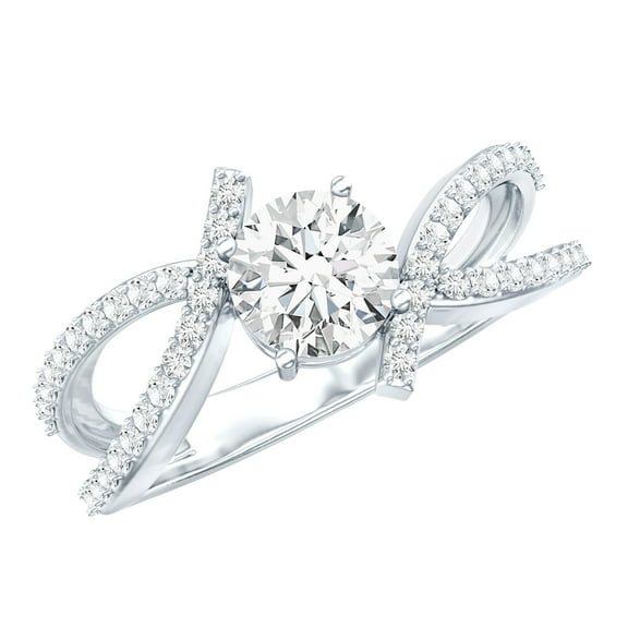 Rosec Jewels Lab Grown Diamond 1 Carat Engagement Ring, EF-VS Quality - Ideal For Gift, 925 Sterling Silver, US 4.00