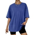 thumbnail image 2 of ZyeKqe Oversized T Shirts for Women Crew Neck Short Sleeve Plain Tops Summer Casual Lightweight Blouses, 2 of 3