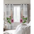 thumbnail image 4 of Grey Plaid Easter Kitchen Curtains Checkered Summer Spring Floral Cafe Short Curtains for Bathroom Blackout Window Curtain Grommet Small Window Treatment Drapes for Bedroom Living Room 27.5"x39"x2, 4 of 9