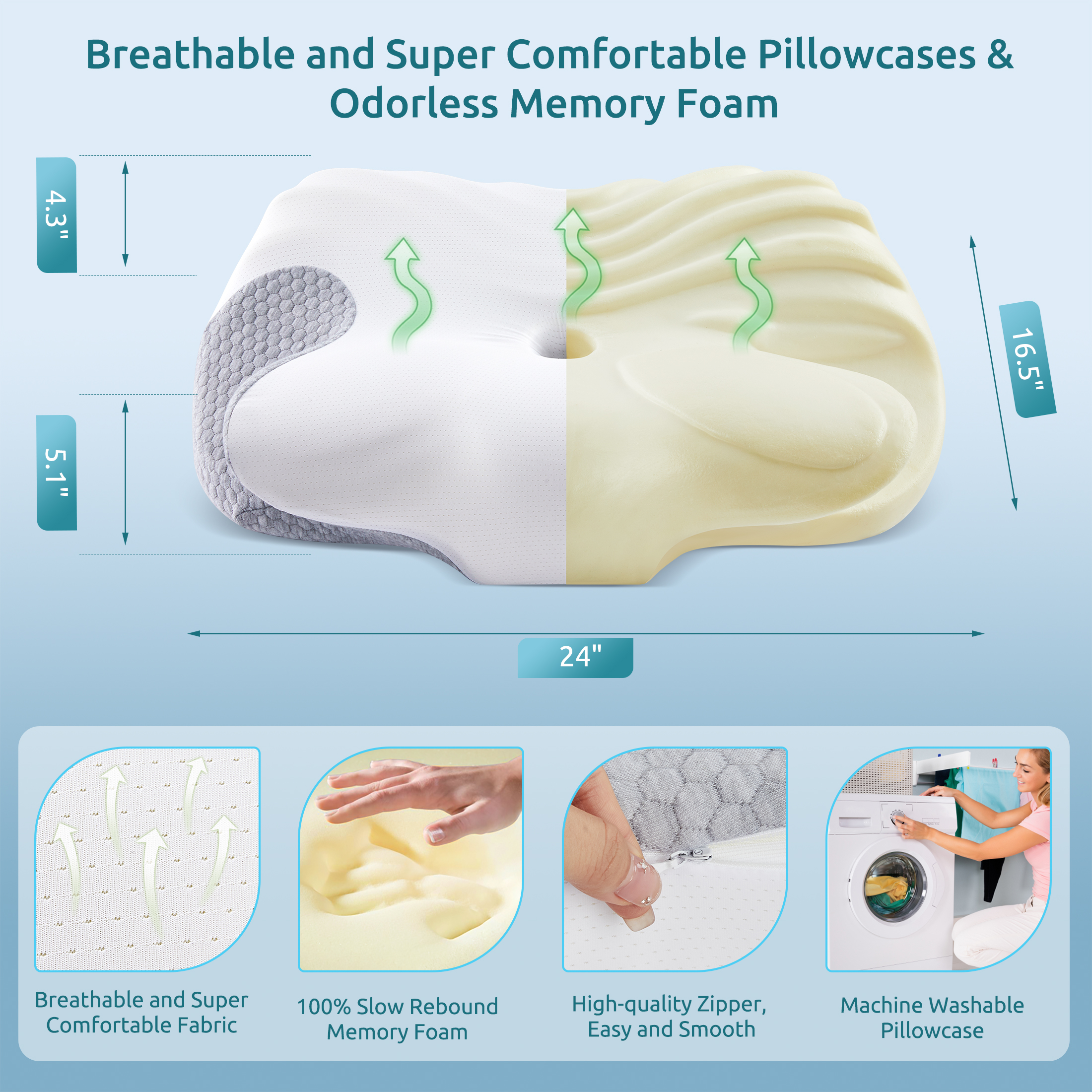 Moonorah Cervical Memory Foam Pillow Queen photo 7