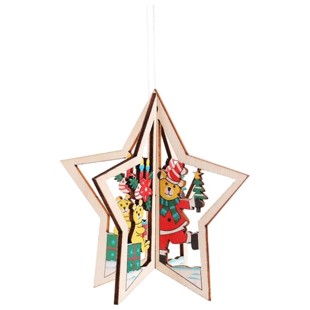 Xihbxyly Colgante de Árbol de Navidad de Madera, Adorno Hueco de Copo de Nieve 3D, Diseño Artesanal, Elegante Decoración Navideña, Decoración Navideña para El Hogar, Reunión Familiar, Pieza Única