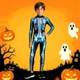 thumbnail image 2 of PLHWHYQ Halloween Stage Rompers For Boys Long Sleeve Skeleton Print Front Zipper Jumpsuit For Festival Party Stylish Onesie Black 7-8 Years, 2 of 5