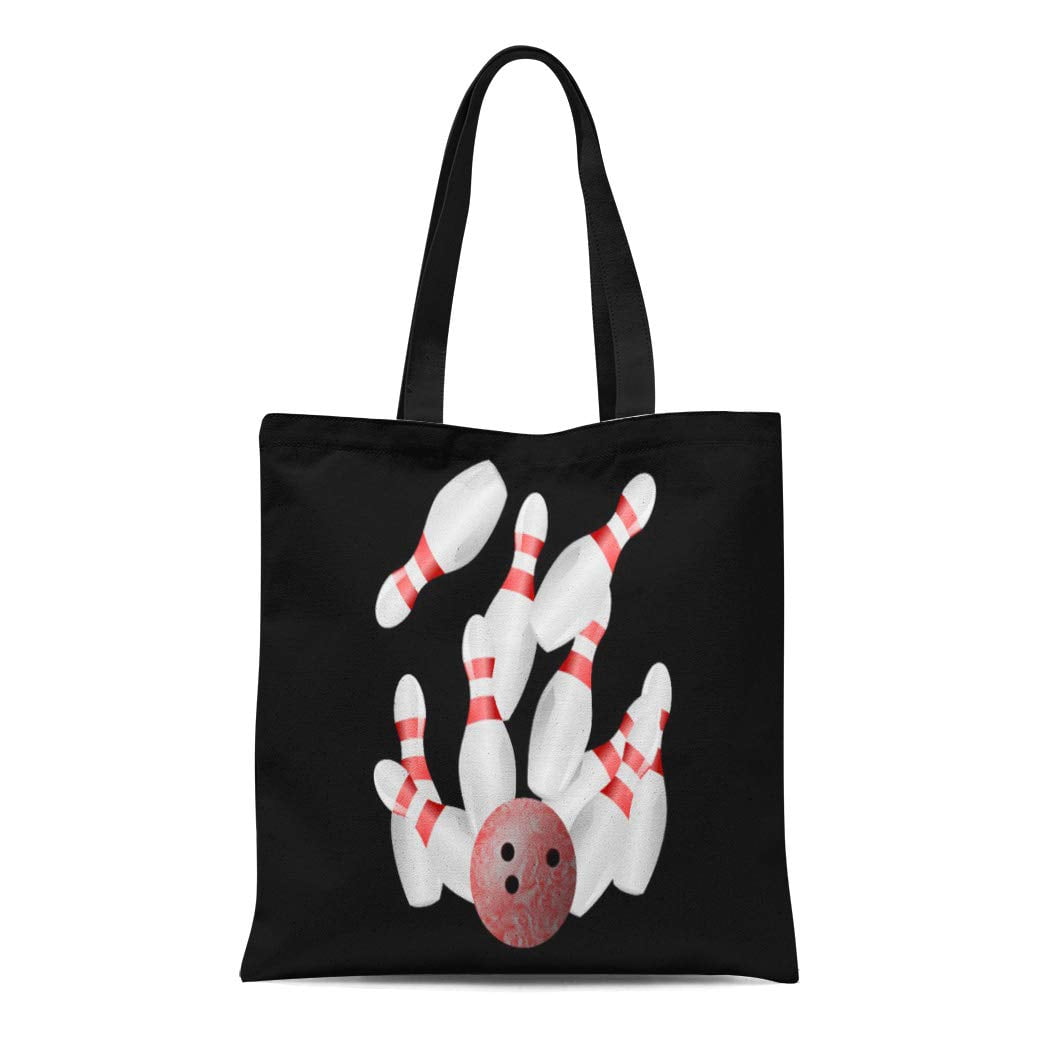 ASHLEIGH Canvas Tote Bag Strike Tenpin Bowling and Ball Alley Lane