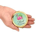 thumbnail image 3 of Koyal Wholesale Compact Mirror Maid of Honor Wedding Gift, Gold, Tropical Pink Flamingo, 1-Pack, 3 of 5