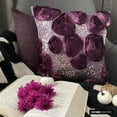 thumbnail image 6 of The HomeCentric Euro Pillow Sham, Vine Euro Pillow Shams Pack of 2, 26x26 inch Silk European Sham&nbsp;Covers, Nature & Floral, Ribbon Embroidery, Sequins Embellished, European - Wine and Roses, 6 of 10