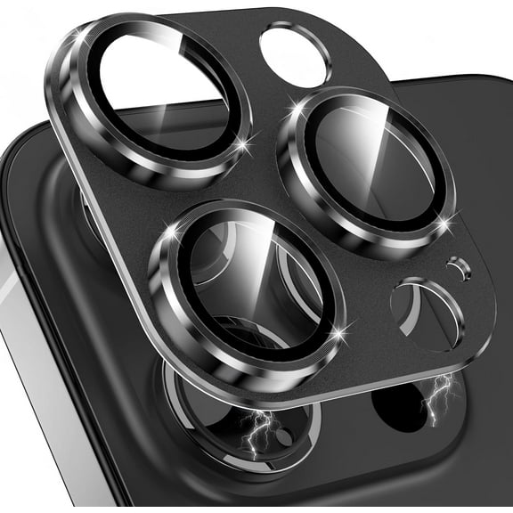 for iPhone 15 Pro/iPhone 15 Pro Max Camera Lens Protector, Tempered Glass Alloy Metal Full Cover Drop Protection Case Friendly Camera Protector Accessories [Night Shooting],Black Titanium