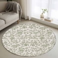 thumbnail image 2 of Farmhouse Sage Green Large Area Rugs for Bedroom Living Room, Soft Non Slip Carpet Bedside Rug, Vintage Flower Leaf Botanical Round Floor Cover Kitchen Accent Rug 4' for Dining Room/Office, 2 of 9